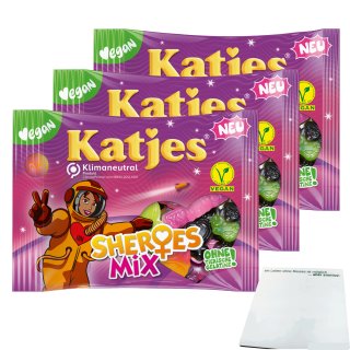 Katjes Sheroes Mix 3er Pack (3x200g Packung) + usy Block