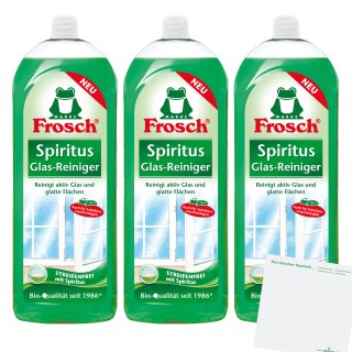 Frosch Spiritus Glas-Reiniger 3er Pack (3x750ml Flasche) + usy Block