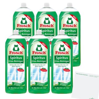 Frosch Spiritus Glas-Reiniger 6er Pack (6x750ml Flasche) + usy Block