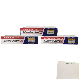 Blend-A-Dent Super Haftcreme Extra Stark 3er Pack (3x47ml) + usy Block