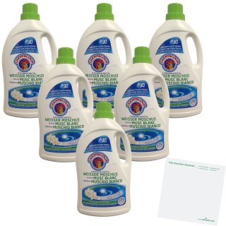 Chante Clair Lavatrice Muschio Bianco 6er Pack (6x1750ml Kanister Maschinenwaschmittel) + usy Block