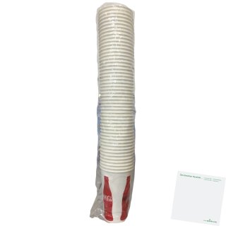 Trinkbecher 40cl von Coca Cola Weiß (50 Stück) + usy Block