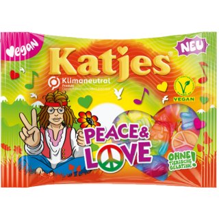 Katjes Peace & Love Vegan Fruchtgummi fruchtig-süßer Mix  (200g Packung)
