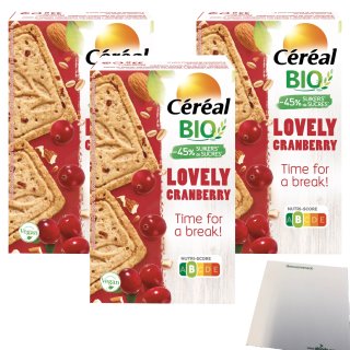 Cereal Bio Gesunder Keks Cranberry & Mandel 3er Pack (3x33g Packung) + usy Block