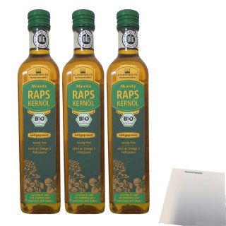 Moritz Bio-Rapskernöl 3er Pack (3x500ml Flasche) + usy Block