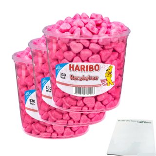 Haribo Herzbeben 3er Pack (3x1,2kg Dose) + usy Block