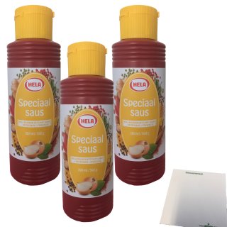 Hela Spezialsauce Scharfer Ketchup mit Curry und Zwiebelstücke 3er Pack (3x360g Flasche) + usy Block