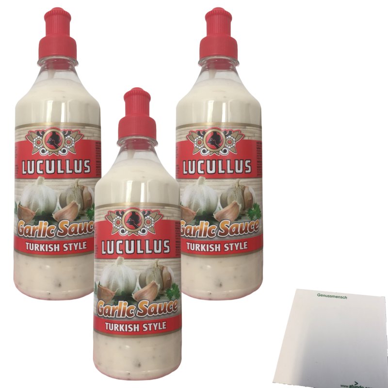 Lucullus Garlic Sauce Turkish Style 3er Pack (3x500ml Flasche) + usy