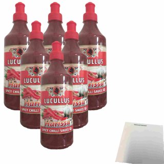 Lucullus Harissa Spicy Chili Sauce 6er Pack (6x500ml Flasche) + usy Block