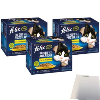 Purina Felix Mix Pack 3er Pack (3x3x Huhn, Lachs, Truthahn und Leber, Rind und Geflügel. 3KG) + usy Block
