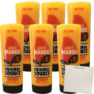 Original Source Juicy Mango Duschgel 6er Pack (6x500ml Flasche) + usy Block