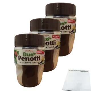 Duo Penotti Hazelnoot & Vanillie 3er Pack (Haselnuss & Vanille, 3x615g Glas) + usy Block