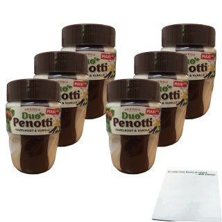 Duo Penotti Hazelnoot & Vanillie 6er Pack (Haselnuss & Vanille, 6x615g Glas) + usy Block
