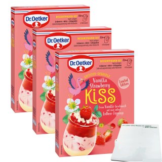 Dr. Oetker Sommer-Desserts Vanilla Strawberry KISS 3er Pack (3x70g Packung) + usy Block