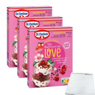 Dr. Oetker Sommer-Desserts Style Black Forest LOVE 3er Pack (3x104g Packung) + usy Block
