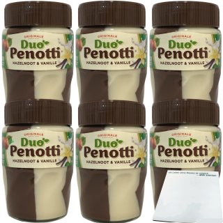 Duo Penotti Hazelnoot & Vanillie 6er Pack (Haselnuss & Vanille, 6x400g Glas) + usy Block