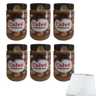 Calvé Pindakaas Erdnussbutter 6er Pack (6x650g Glas) + usy Block