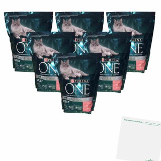 Purina One Cat Bifensis Adult Lachs 6er Pack (6x800g Packung) + usy Block