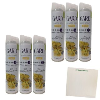 Gard Haarspray Glanz 5 mit weißem Mohn 6er Pack (6x250ml Sprühdose) + usy Block