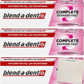 Blend-a-Dent Super Haftcreme Extra Stark Neutral 3er Pack (3x47g Tube) + usy Block