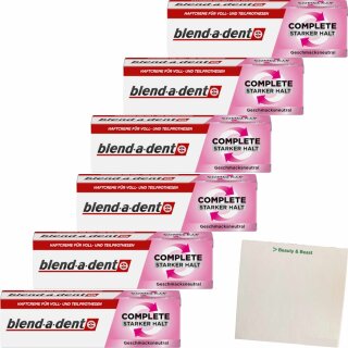 Blend-a-Dent Super Haftcreme Extra Stark Neutral 6er Pack (6x47g Tube) + usy Block