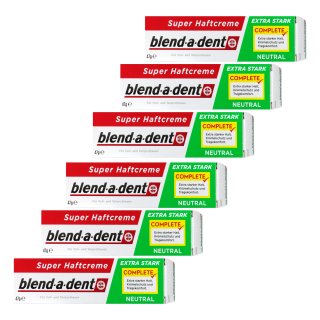 Blend-a-Dent Super Haftcreme Extra Stark Neutral 6er Pack (6x47g Tube) + usy
