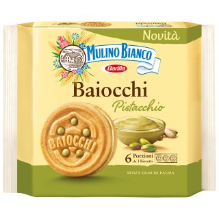Mulino Bianco Kekse "Baiocchi al Pistacchio" (168g Packung)