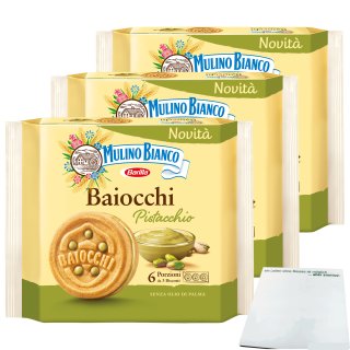Mulino Bianco Kekse "Baiocchi al Pistacchio" 3er Pack (3x168g Packung) + usy Block