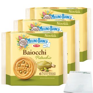 Mulino Bianco Kekse "Baiocchi al Pistacchio" 3er Pack (3x168g Packung) + usy Block