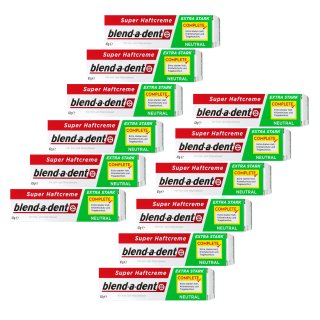 Blend-a-Dent Super Haftcreme Extra Stark Neutral 12er Pack (12x47g Tube) + usy
