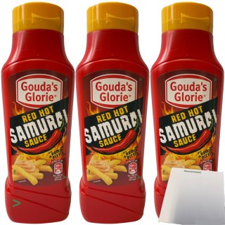 Goudas Glorie Red Hot Samurai Sauce 3er Pack (3x650ml Flasche) + usy Block