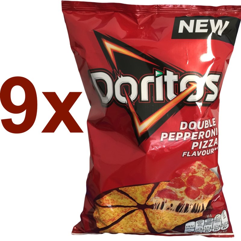 Doritos Nacho Chips Double Pepperoni Pizza Flavour (9 x170g Packungen