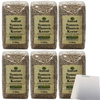 Alnatura Sonnen Blumen Kerne 6er Pack (6x500g Packung) + usy Block