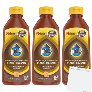 Pronto Möbel-Balsam Spezialpflege Möbelpolitur 3er Pack (3x200ml Flasche) + usy Block