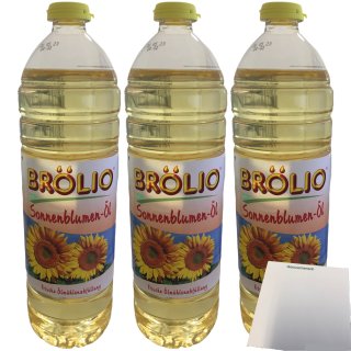 Brölie Sonnenblumen Öl 3er Pack (3x1L Flasche) + usy Block