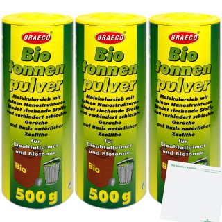 Braeco Biotonnen Pulver 3er Pack (3x500g Streudose) + usy Block