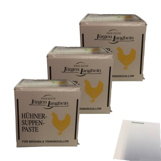 Jürgen Langbein Hühner-Suppen-Paste 3er Pack (3x50g Packung) + usy Block