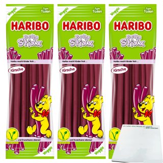 Haribo Balla Stixx Veggie Kirsche 3er Pack (3x200g Packung) + usy Block
