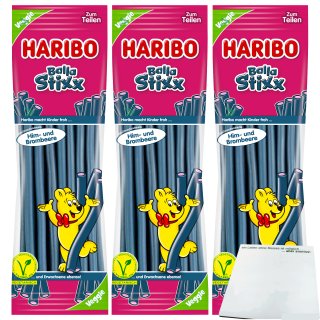 Haribo Balla Stixx Veggie Him- und Brombeere 3er Pack (3x200g Packung) + usy Block