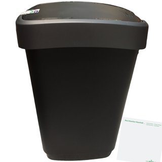 Rotho Twist Kitchen Swing Abfalleimer 50l schwarz grau + usy Block