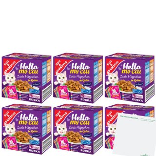 G&G Hello my cat Zarte Häppchen in Gelee 6er Pack (48x100g Packung) +usy Block