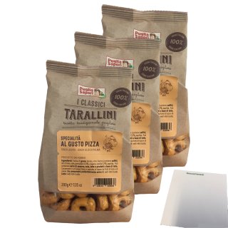 Puglia Sapori Taralli Gebäck mit Pizza Geschmack 3er Pack (3x200g Beutel) + usy Block