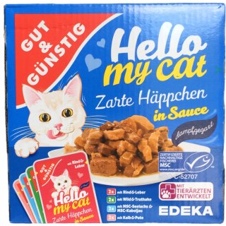 G&G Hello my cat Zarte Häppchen in Sauce (8x100g Packung)