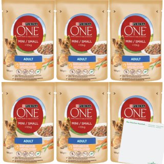 Purina One Dog Mini Adult Huhn&Karotte 6er Pack (6x100g Packung) + usy Block