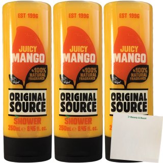 Original Source Juicy Mango Duschgel 3er Pack (3x250ml Flasche) + usy Block