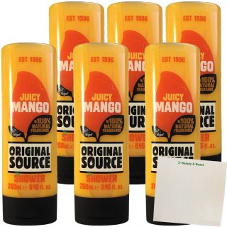 Original Source Juicy Mango Duschgel 6er Pack (6x250ml Flasche) + usy Block
