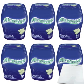 Wrigley Airwaves Menthol & Eukalyptus 6er Pack (6x50 Dragees) + usy Block