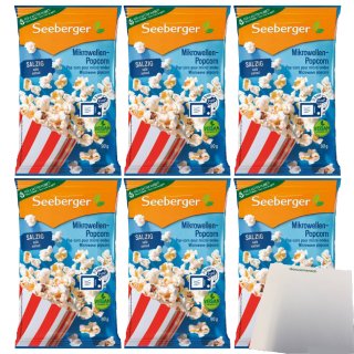 Seeberger Mikrowellen Popcorn gesalzen mit Seeberger Öl 6er Pack (6x90g Packung) + usy Block