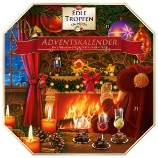 Trumpf Edle Tropfen in Nuss Adventskalender Motiv 2 Kamin (300g Packung)