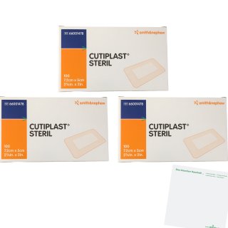 Smith&Nephew CUTIPLAST steriler Wundverband 3er Pack (3x100x 7,2x5cm Packung) + usy Block